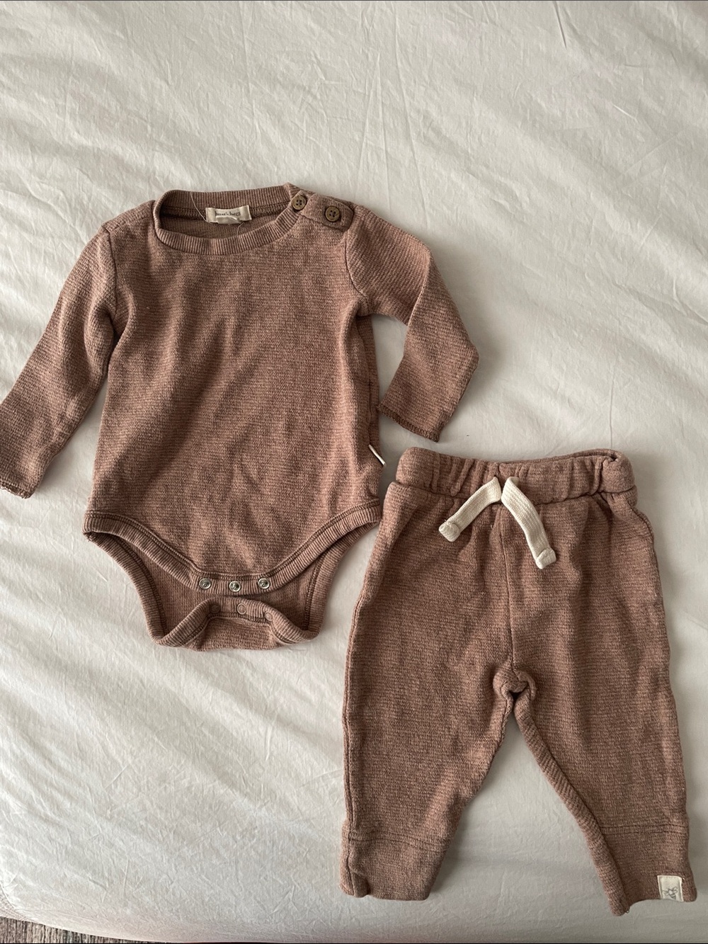 Burt's Bees Mauve Ribbed Baby Onesie/Joggers Set